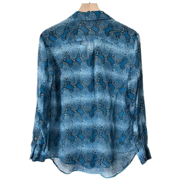 Equipment Silk Button Down Blouse in Blue Snake Print Size Small - Picture 3 of 4